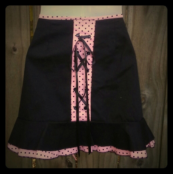 Morbid Threads Dresses & Skirts - MORBID THREADS Pink Polka Dot Gothic Corset Skirt